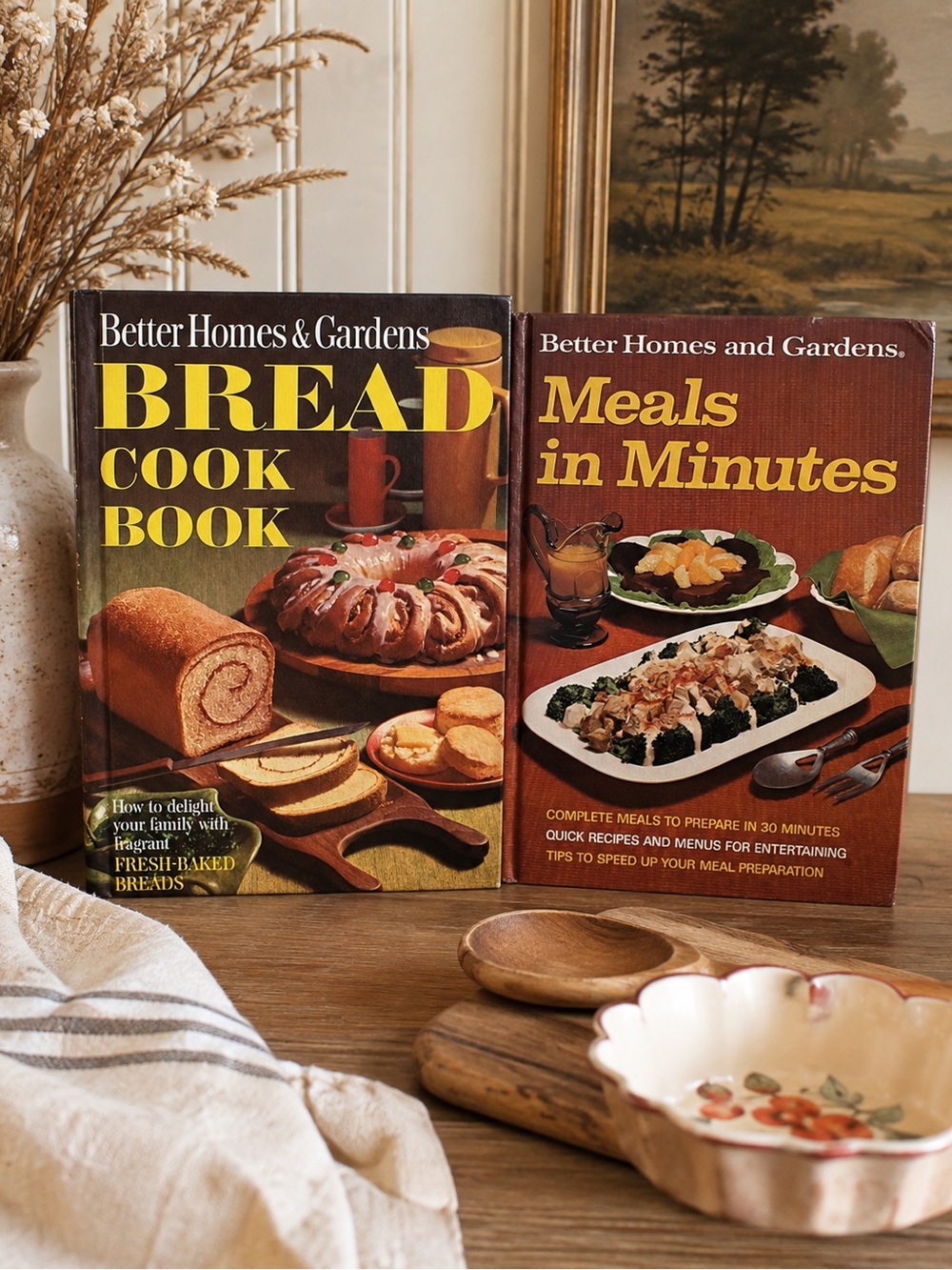 Vintage Better Homes & Gardens Cookbooks Lot 1965 Bread + 1973 Meals in Minutes